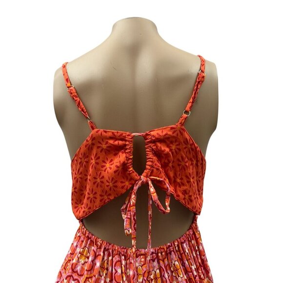 Angie Floral Sundress Sleeveless Tie-Back Adjustable Ruffled Hem Womens Size L - Picture 5 of 10